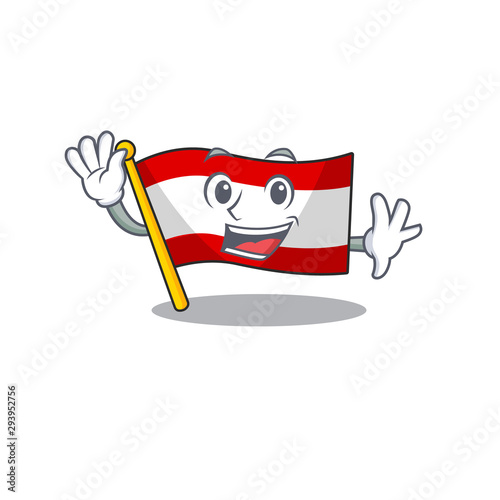 Waving flag austria flying at cartoon pole