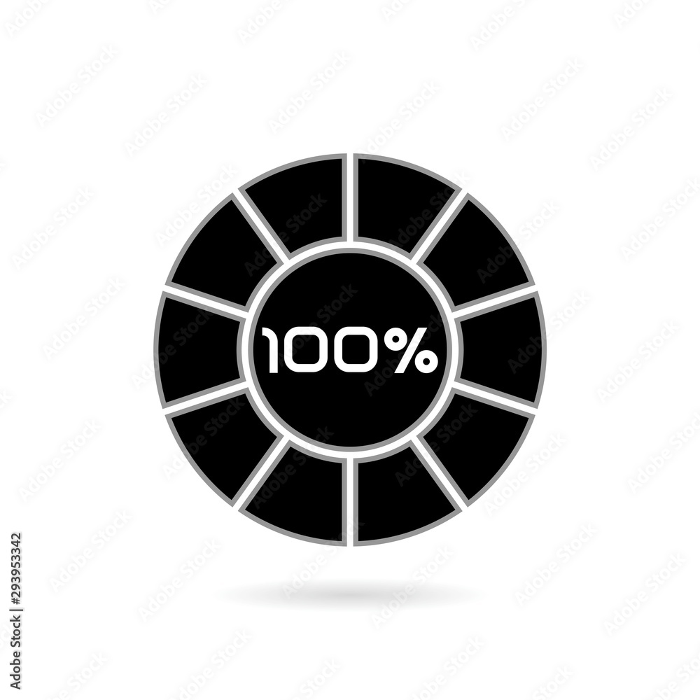Obraz premium Percentage diagram. 10 20 30 40 50 60 70 80 90 100 percent pie chart. Business infographics template