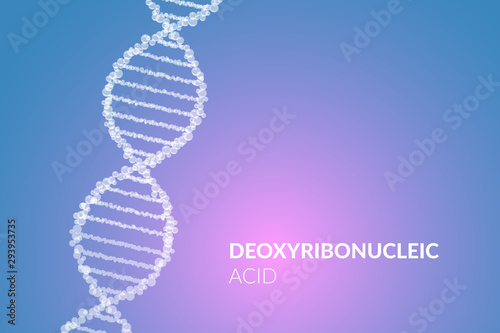 DNA spiral 3d structure. Vector deoxyribonucleic acid. Medical science genetic biotechnology chemistry biology gene cell concept. Evolution microbiological genetic helix element on blue background