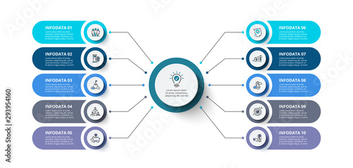 Creative concept for infographic. Business data visualization. Abstract elements diagram with 10 steps, options, parts or processes. Vector business template for presentation. photo