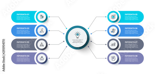 Creative concept for infographic. Business data visualization. Abstract elements diagram with 8 steps, options, parts or processes. Vector business template for presentation.