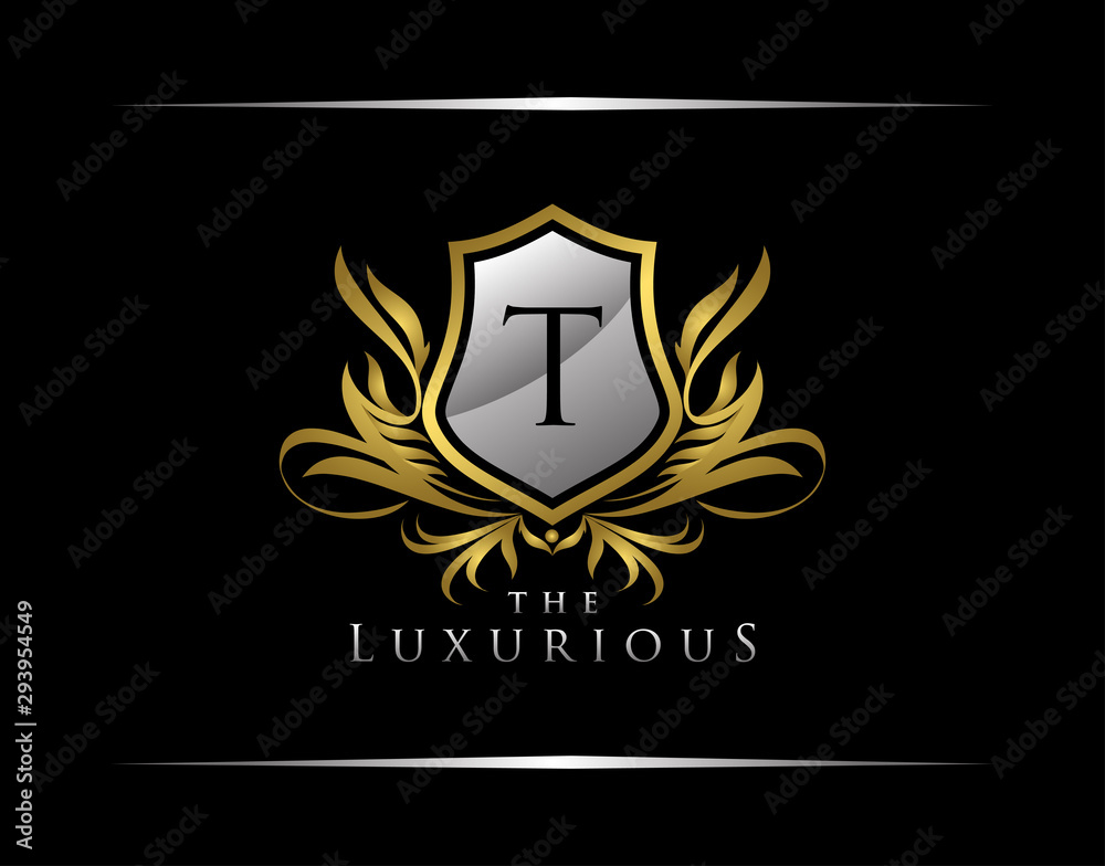 Classy Shield Logo with T Letter in Royal Badge Vector Logo Template Used for hotel, restaurant, boutique, jewellery invitation, business card etc Classy Shield Logo with T Letter in Royal Badge Vector Logo Template Used for hotel, restaurant, boutique, jewellery invitation, business card etc