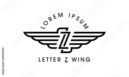Letter Z Wing Emblem Logo