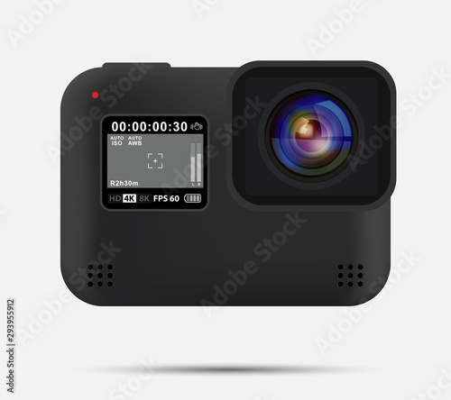 Black action camera design. vector