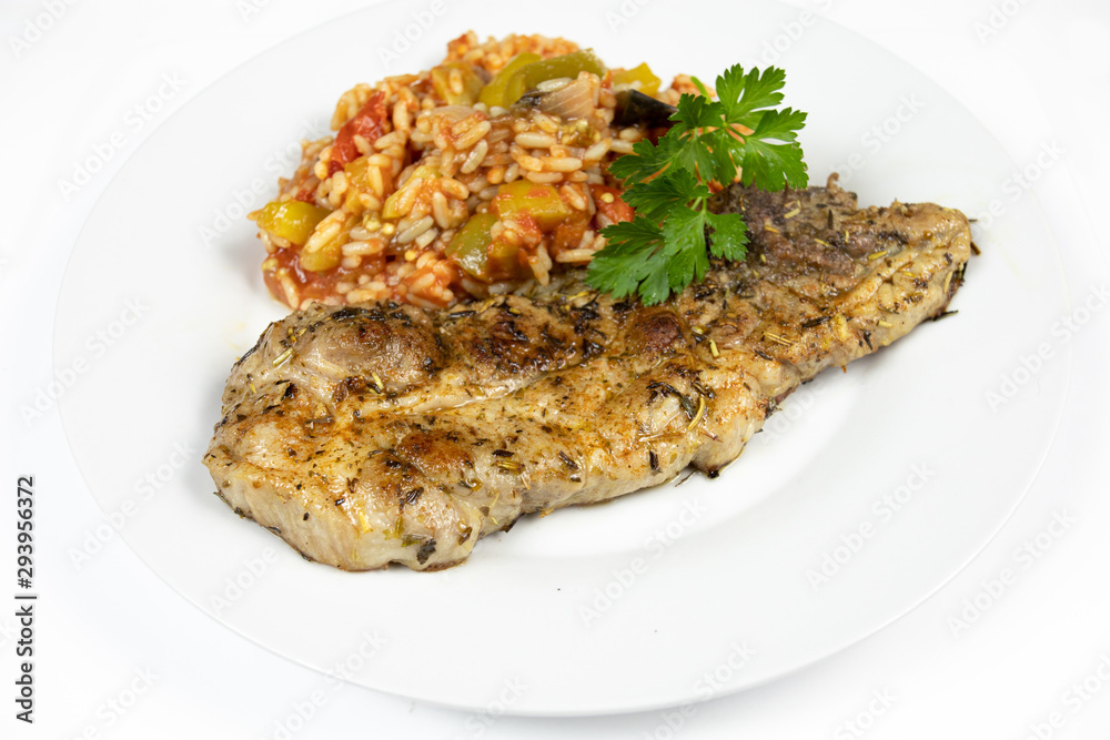 escalope de porc et riz à al ratatouille escalope de porc et riz à al ratatouille