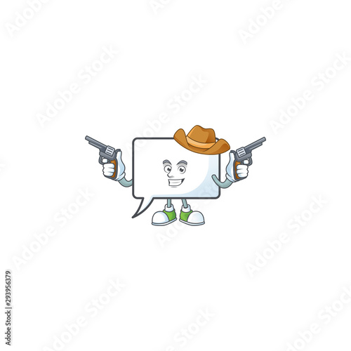 Cowboy rectangle bubble icon cartoon with mascot