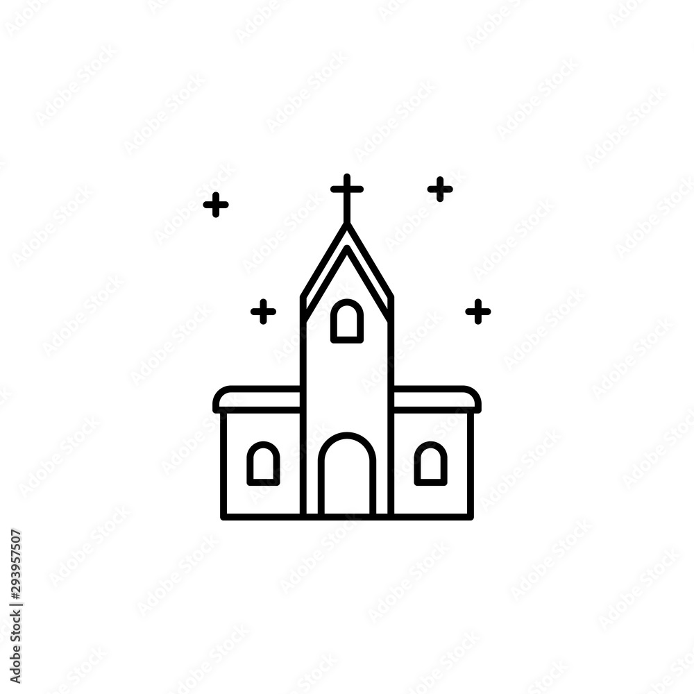 church, Christmas line icon on white background