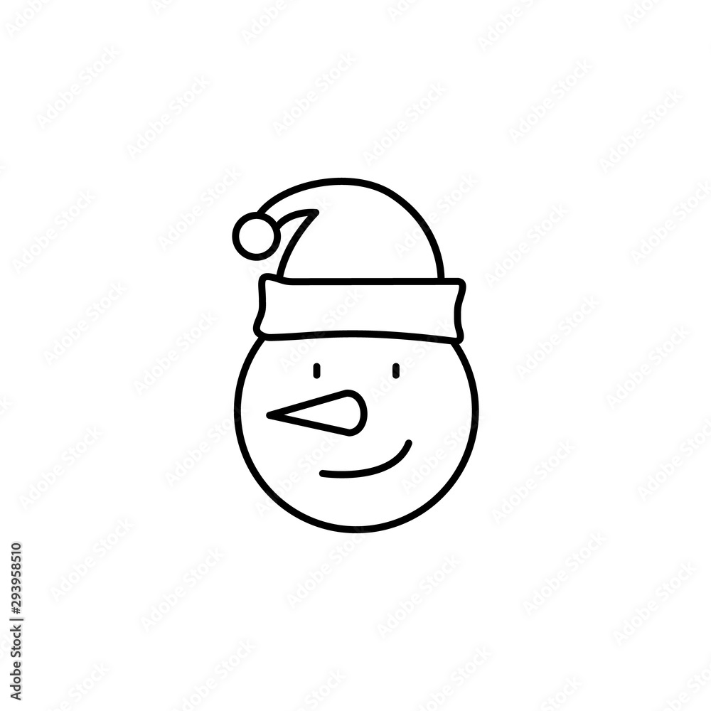 christmas snowman line icon on white background christmas snowman line icon on white background