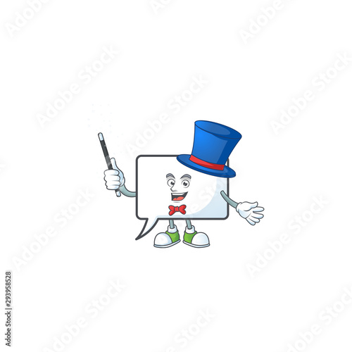Magician shape rectangle bubble cartoon character style.