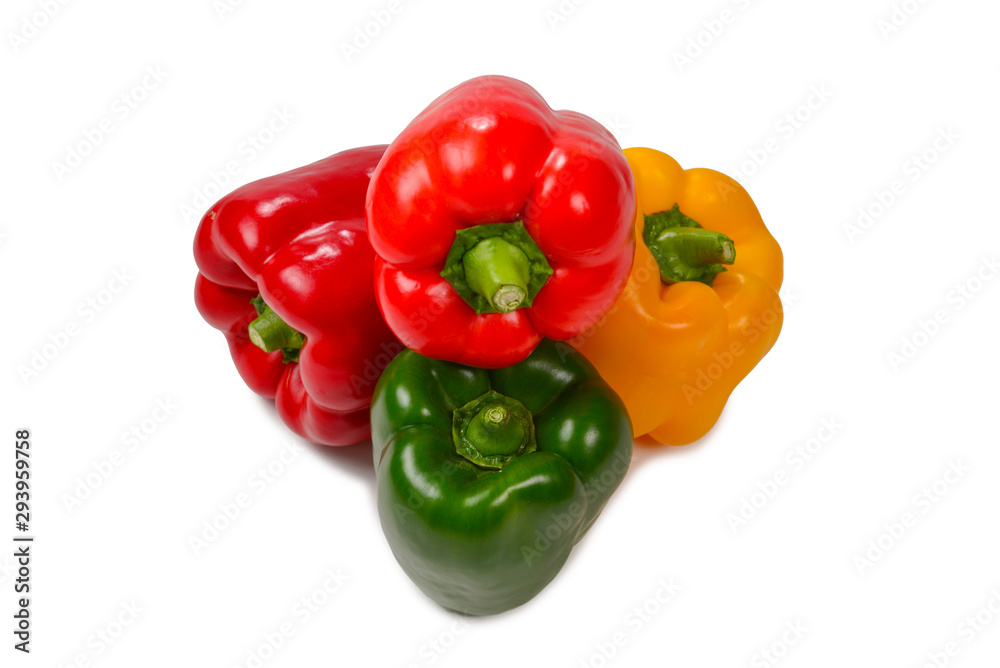 Group of bell peppers isolated on white background. Group of bell peppers isolated on white background.