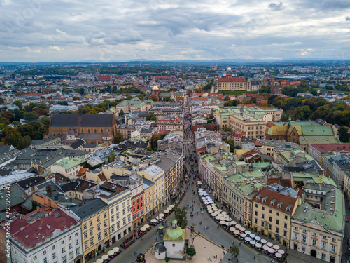 Grodzka street in Krakow from a bird's eye view, Poland