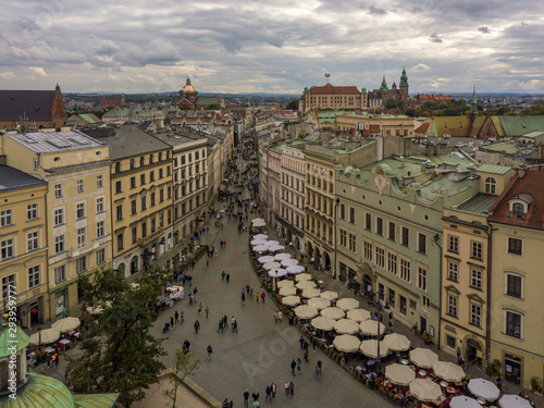 Grodzka street in Krakow from a bird's eye view, Poland photo