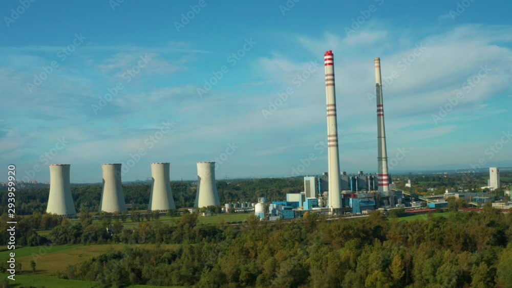 Aerial Shot Of black coal power station in autumn Aerial Shot Of black coal power station in autumn