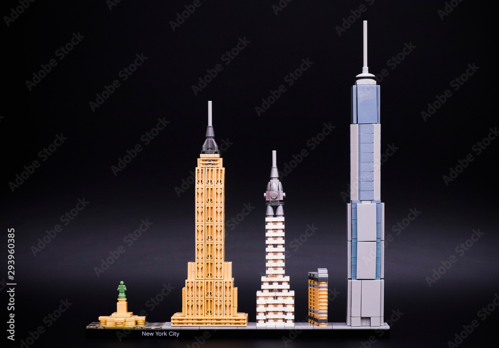 Tambov, Russian Federation - December 26, 2016 Lego Architecture New York  City. Black background. Studio shot. Stock Photo | Adobe Stock