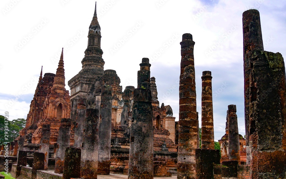 Wat Mahathat ancient capital of Sukhothai, Sukhothai Historical Park is the UNESCO world heritage, Thailand