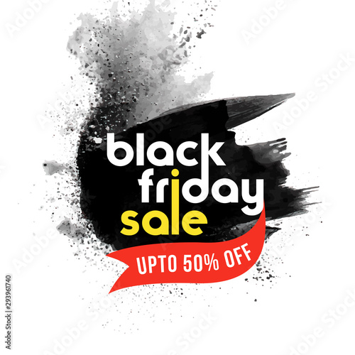 Creative advertising template design with 50% discount offer on Black Friday Sale.