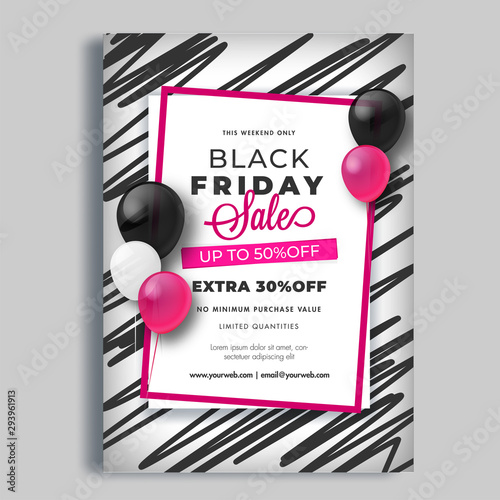 Advertising template or flyer design with best discount offer for Black Friday Sale.