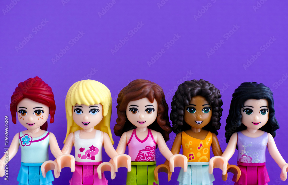 Tambov, Russian Federation - April 01, 2016 Portrait of Lego friends girl -  Andrea, Emma, Mia, Olivia and Stephanie Stock Photo | Adobe Stock