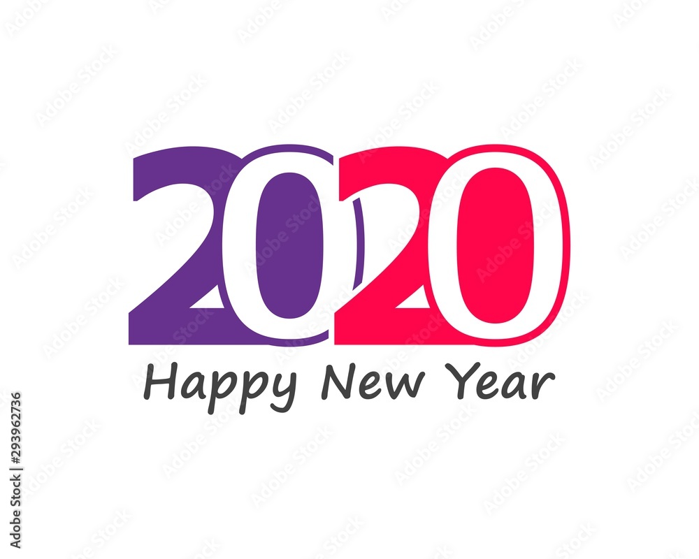Happy New Year 2020 Text Design Patter, Vector illustration