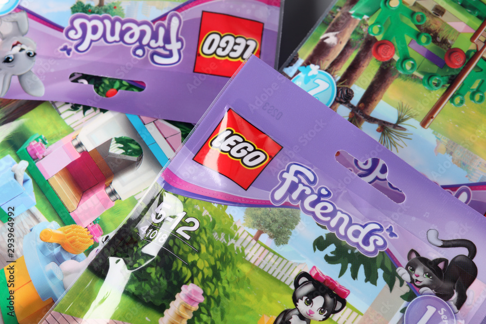 Tambov, Russian Federation - September 11,2013: Background of LEGO Friends  packs. There are items: 41018 Cat's Playground, 41020 Hedgehog's Hideaway,  41021 Poodle's Little Palace, 41022 Bunny's Hutch. Stock Photo | Adobe Stock
