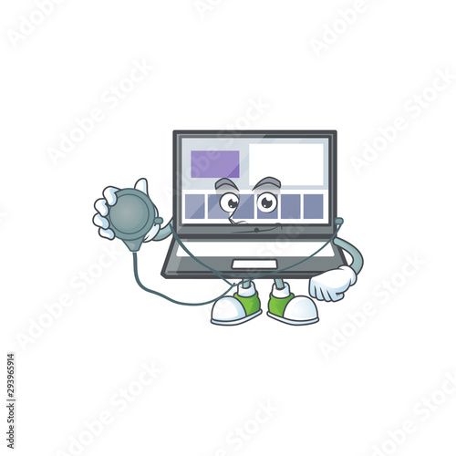 Doctor laptop with a cartoon character style