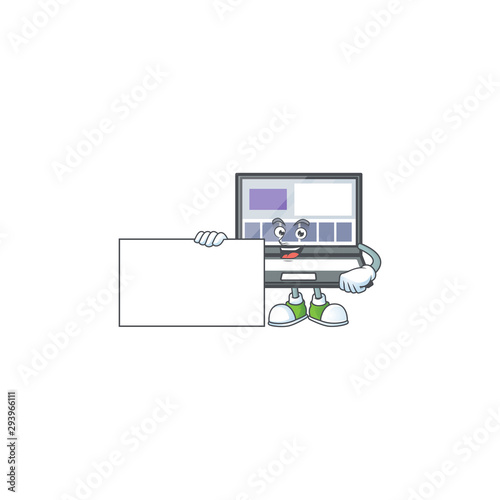 Thumbs up with board laptop with a cartoon character style