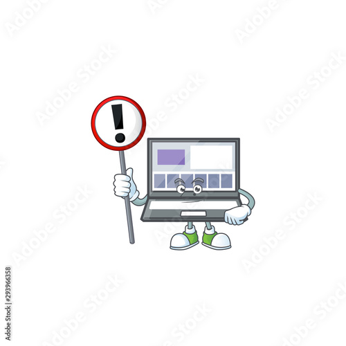 With sign laptop with a cartoon character style