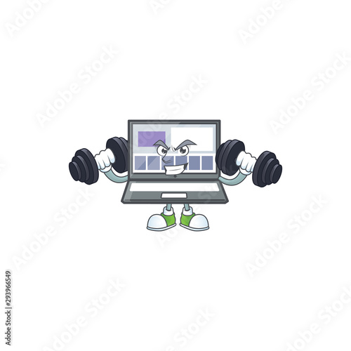 Fitness laptop with a cartoon character style