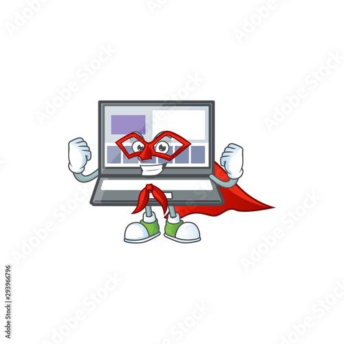 Super hero technology laptop with character mascot shape