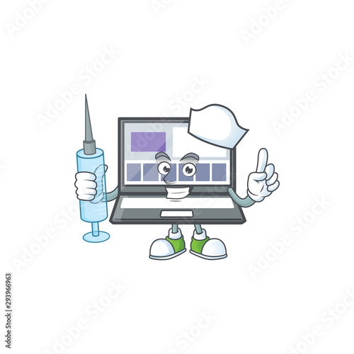 Nurse technology laptop with character mascot shape