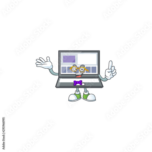 Geek technology laptop with character mascot shape