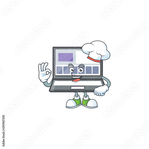 Chef technology laptop with character mascot shape