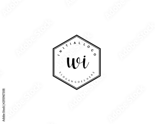 WI Initial handwriting logo vector