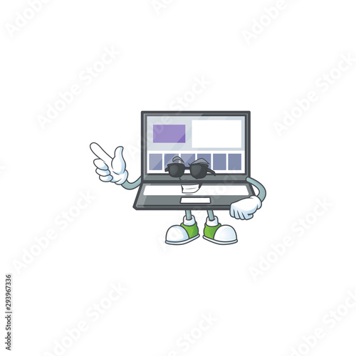 Super cool technology laptop with character mascot shape