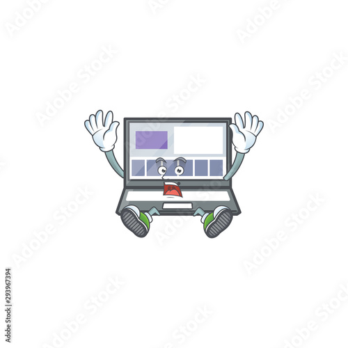 Successful technology laptop with character mascot shape