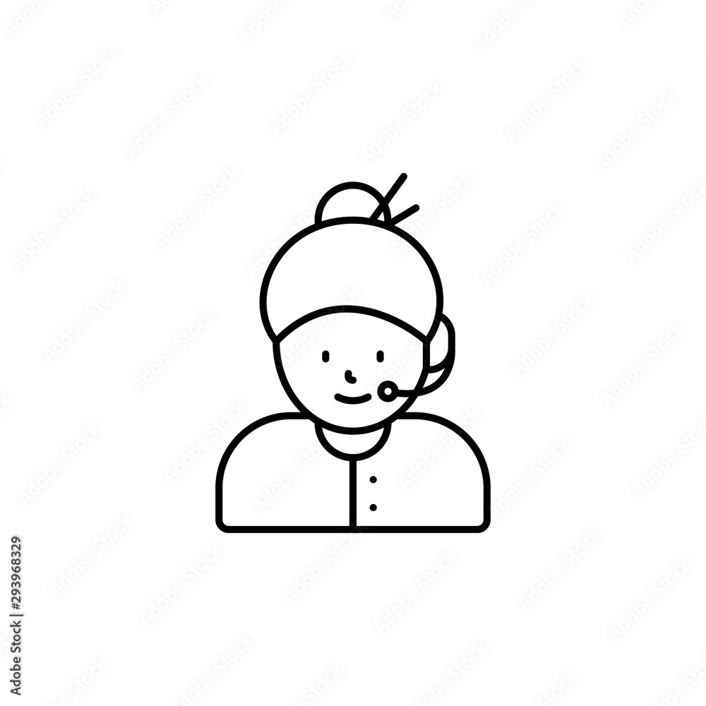 call center, avatar, girl line icon on white background call center, avatar, girl line icon on white background