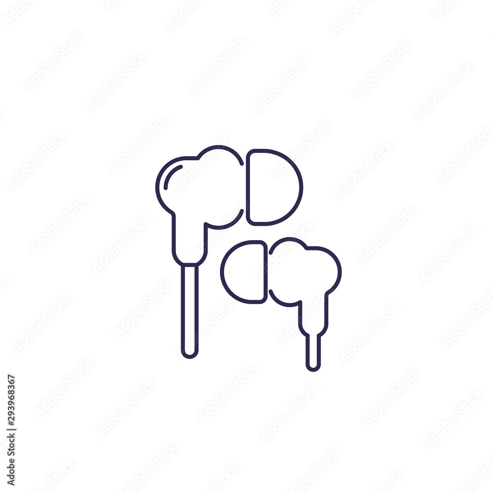 Earbud headphones or earphones line icon