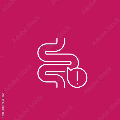 constipation icon with bowel, linear vector