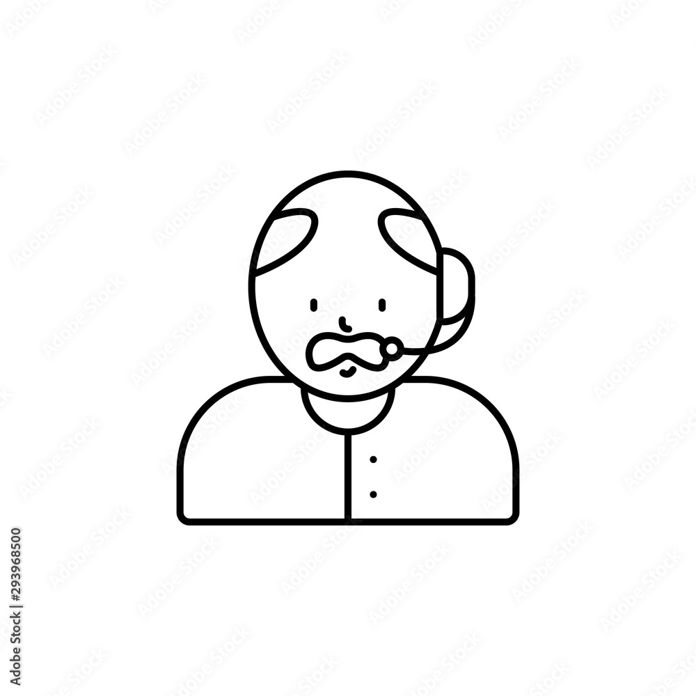 call center, avatar line icon on white background call center, avatar line icon on white background