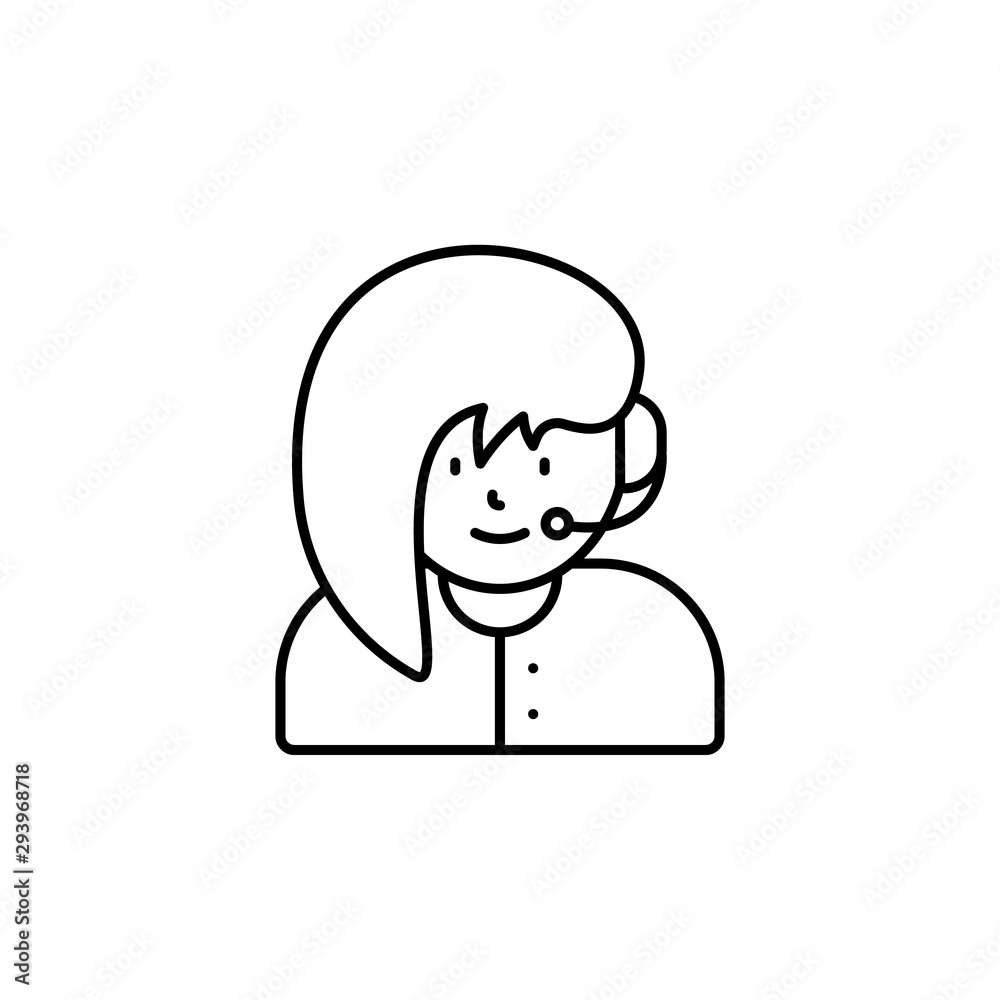 call center, avatar, girl line icon on white background call center, avatar, girl line icon on white background