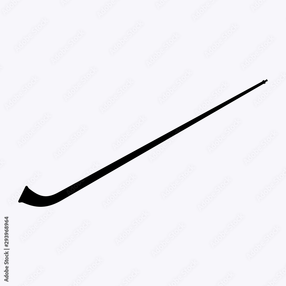 Alphorn or alpenhorn or alpine horn several-meter-long straight wooden natural horn