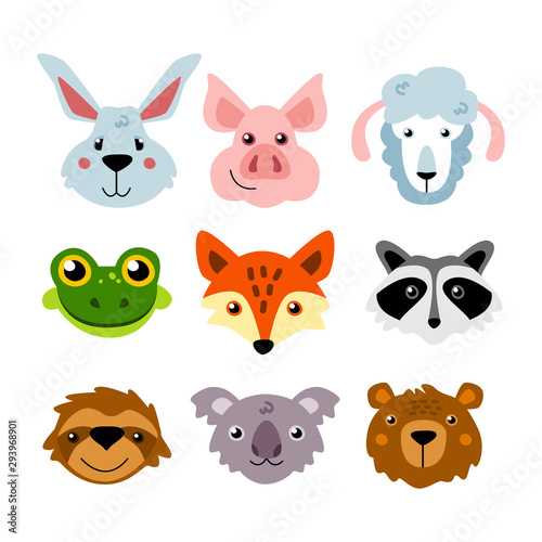 Fototapeta Naklejka Na Ścianę i Meble -  Set of cute vector animals