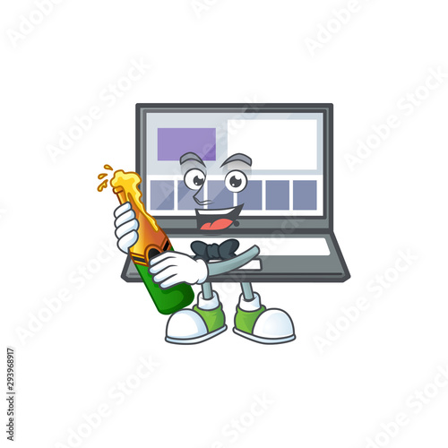 With beer laptop cartoon character isolated the mascot.
