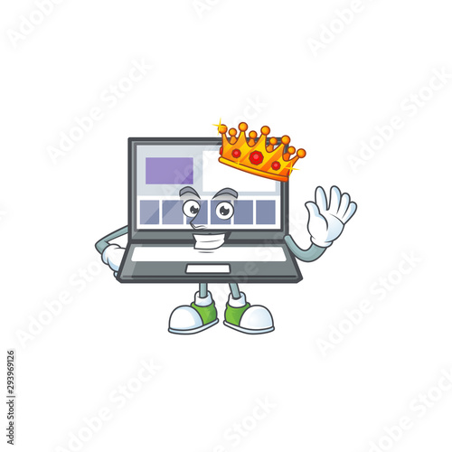 King laptop cartoon character isolated the mascot.