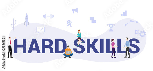 hard skills concept with big word or text and team people with modern flat style - vector