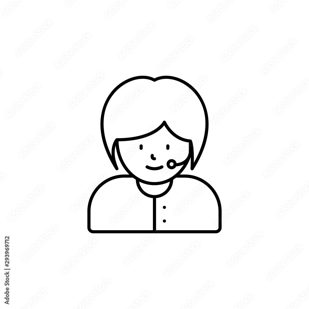 call center, avatar, girl line icon on white background call center, avatar, girl line icon on white background