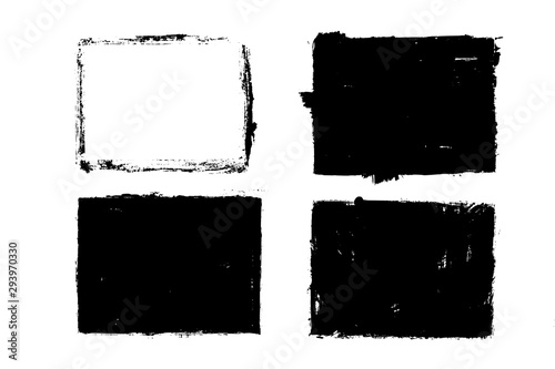 Grunge square shapes, frames, place for text. Black design elements, artistic, art objects. Dirty background. Abstarct texture.