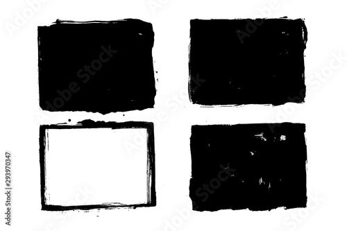 Grunge square shapes, frames, place for text. Black design elements, artistic, art objects. Dirty background. Abstarct texture.