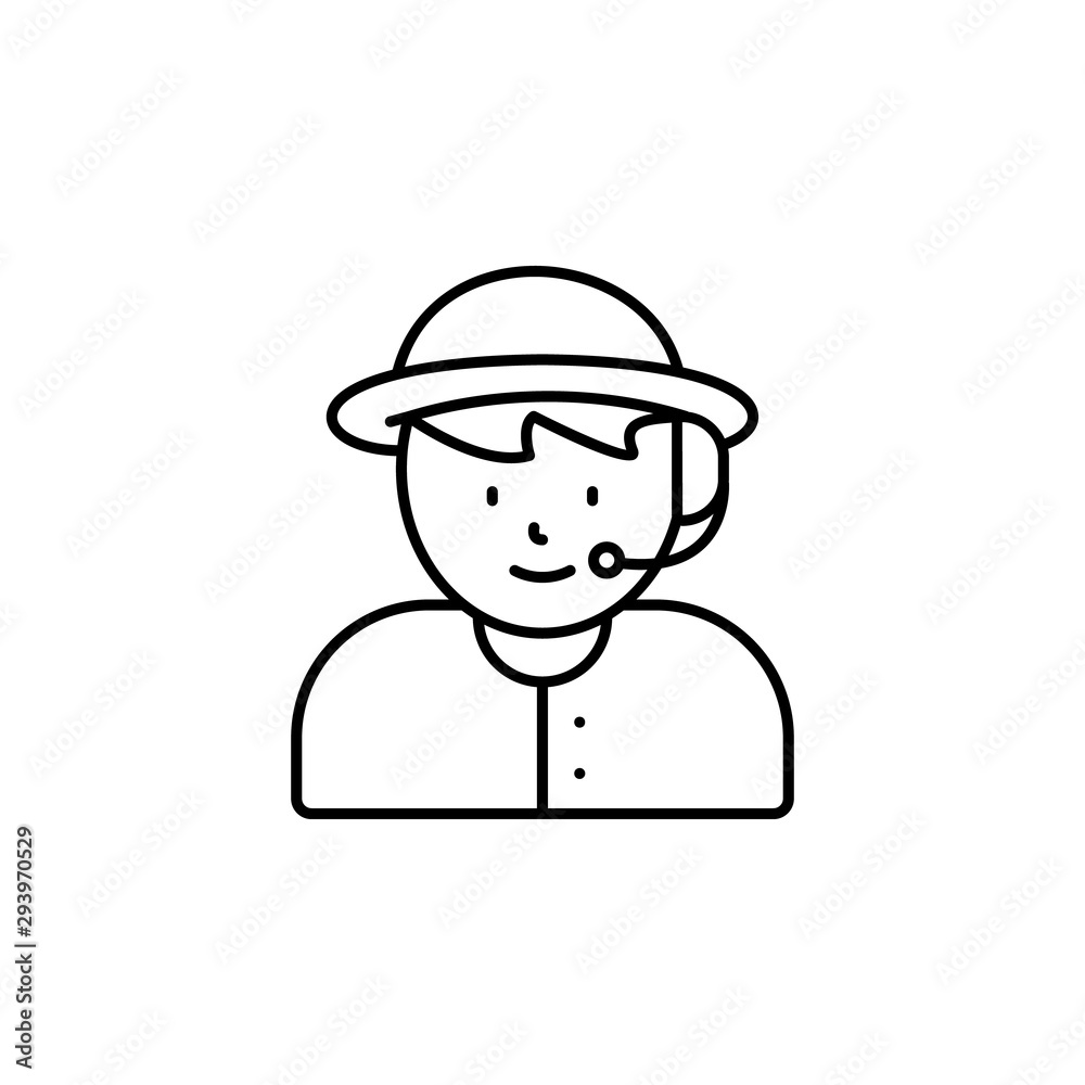 call center, avatar line icon on white background call center, avatar line icon on white background