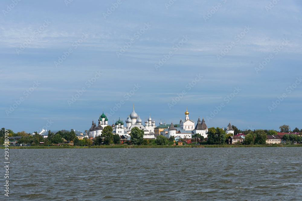 Picturesque aerial view of Kremlin in Rostov, Russia. The Golden Ring of Russia.